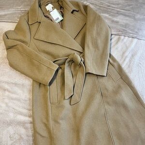 H&m brown tie coat